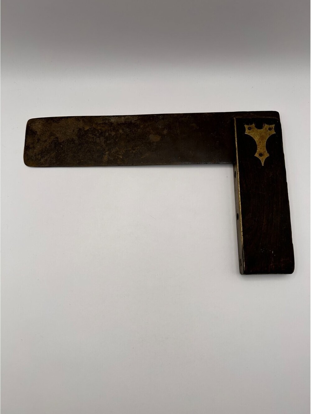 Brown & Flather Quatrefoil Rosewood Brass Try Square Antique